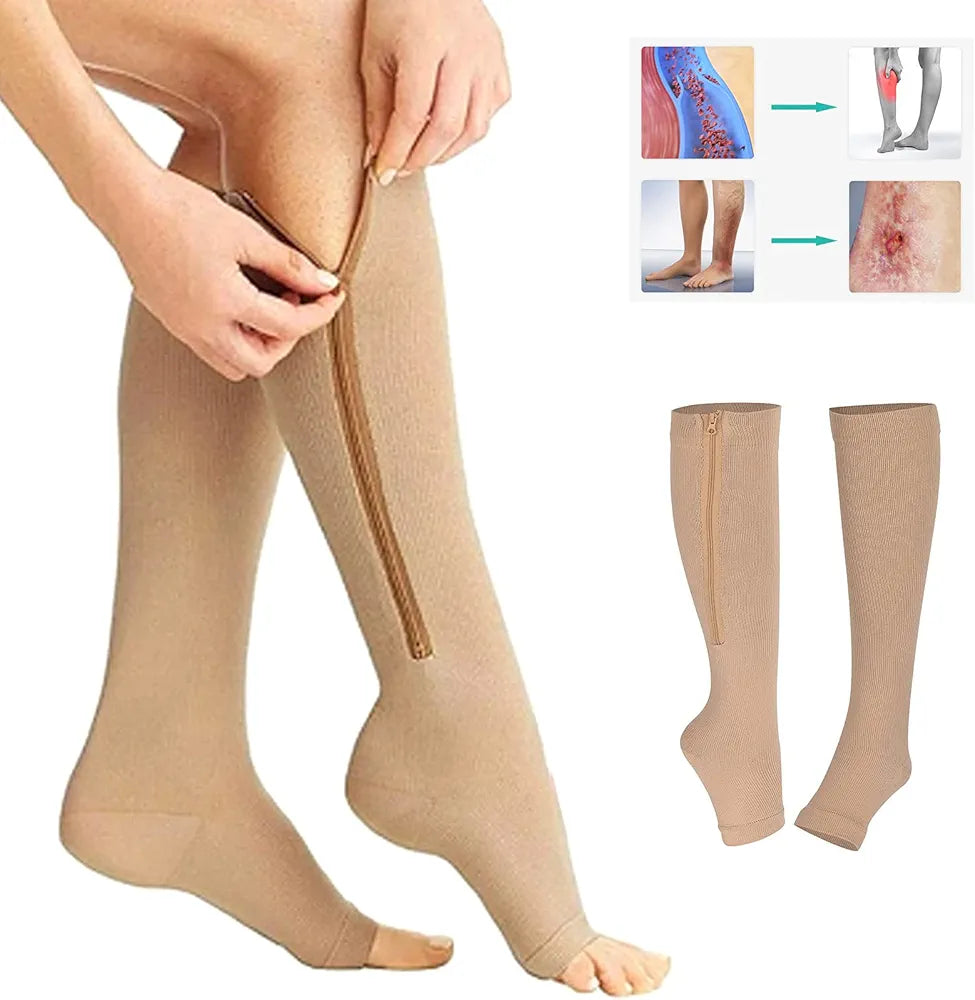 Medias De Compresión Zip Sox Beige S/M